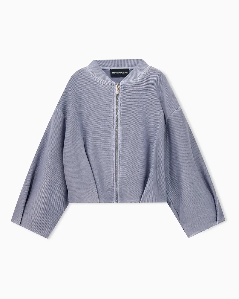 Emporio Armani Felpa over in jersey di cotone diagonale delavé Azzurro