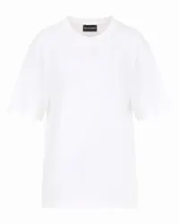 Emporio Armani OFFICIAL STORE T-shirt In Jersey Heavy Organico Con Stampa E Ricamo Logo Con Paillettes Asv Bianco