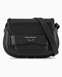 Emporio Armani OFFICIAL STORE Borsa A Tracolla Piccola In Pelle Con Patta E Soffietto Logato Nero