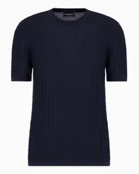 Emporio Armani OFFICIAL STORE Maglia In Misto Lyocell E Lana A Punto Trattenuto Blu