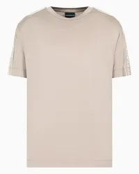 Emporio Armani OFFICIAL STORE T-shirt In Jersey Misto Lyocell Con Tape Logo A Rilievo Asv Beige