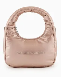 Emporio Armani OFFICIAL STORE Borsa Hobo In Nylon Lucido Imbottito Con Logo Rosa