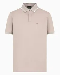 Emporio Armani OFFICIAL STORE Polo In Piquet Mercerizzato Con Ricamo Micro Eagle In Tono Beige