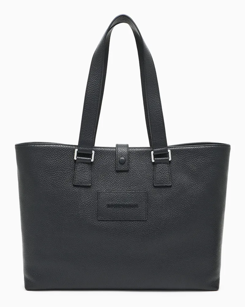 Emporio Armani Borsa in pelle bottalata con doppio manico Nero