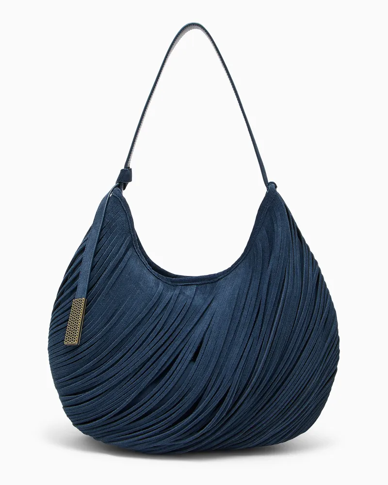 Emporio Armani Maxi borsa a spalla in crosta laser cut Blu