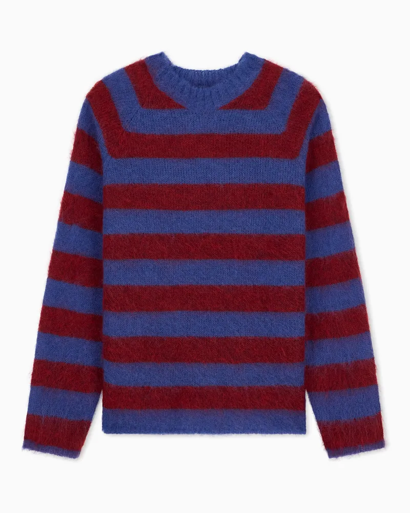 Emporio Armani Maglione in misto lana mohair a righe Blu