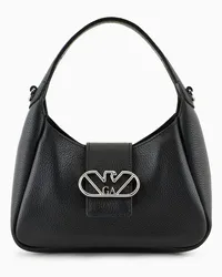 Emporio Armani OFFICIAL STORE Borsa A Mano Hobo In Pelle Con Fibbia Aquila Nero