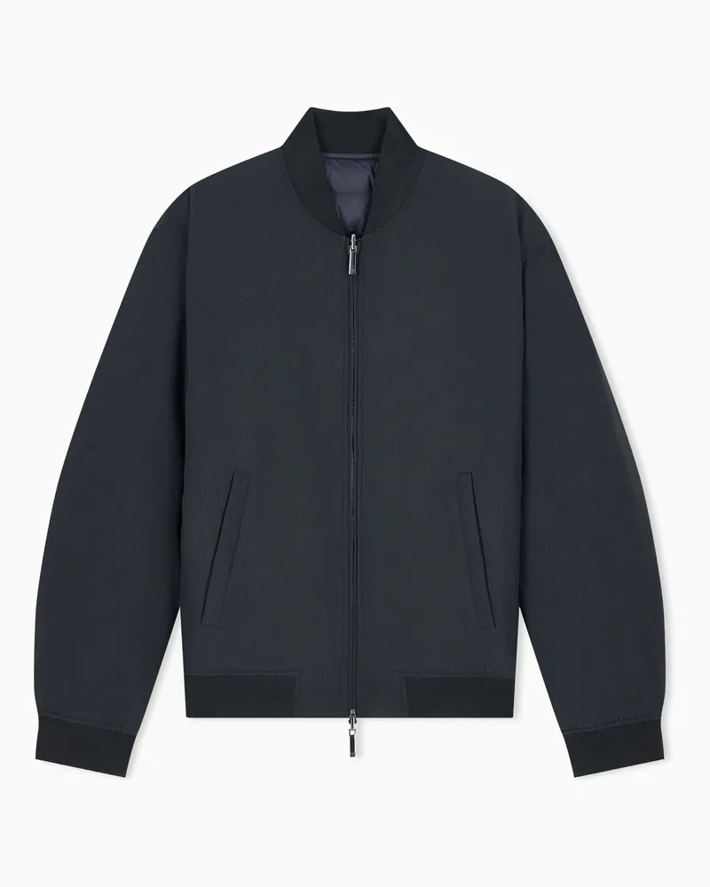 Emporio Armani Piumino in seersucker con imbottitura in piuma Blu