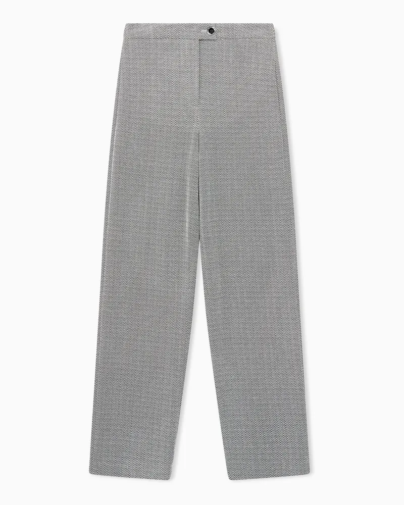 Emporio Armani Pantaloni regular in jersey con motivo chevron Nero