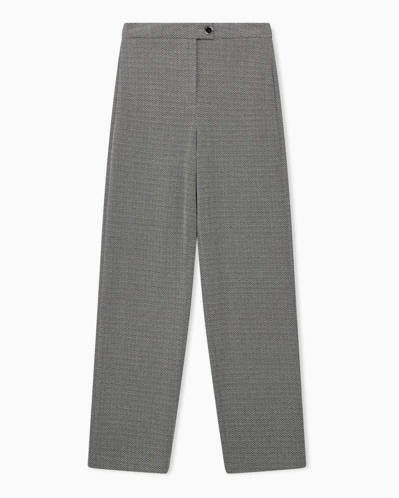 Emporio Armani Pantaloni regular in jersey con motivo chevron Nero