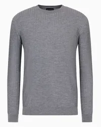 Emporio Armani OFFICIAL STORE Maglione In Lana Vergine Effetto Intercosta Travel Essential Grigio