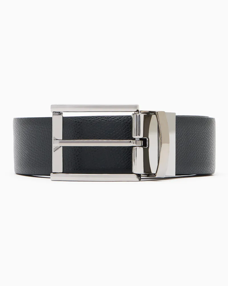Emporio Armani Cintura reversibile in pelle con lato palmellato Nero