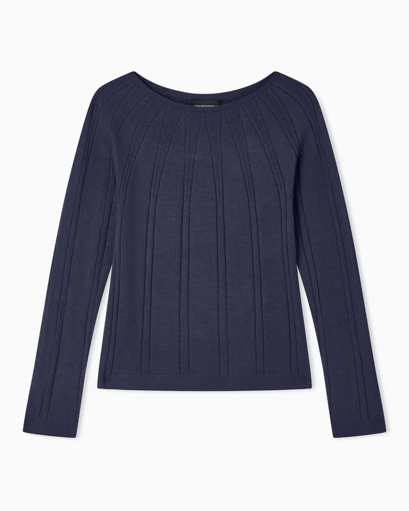 Emporio Armani Maglione scollo barca con motivo punto links Blu