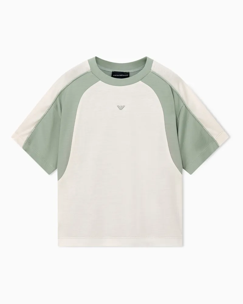 Emporio Armani T-shirt over girocollo in jersey di lyocell e cotone Verde