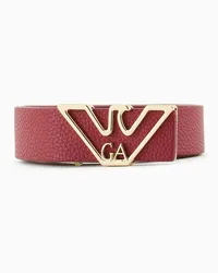 Emporio Armani OFFICIAL STORE Cintura Con Placca Aquila Stampa Cervo Bordeaux