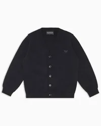 Emporio Armani OFFICIAL STORE Cardigan Scollo V In Misto Lana Blu