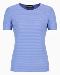 Emporio Armani OFFICIAL STORE Maglia A Maniche Corte In Jersey Stretch Con Trama Irregolare A Rilievo Azzurro