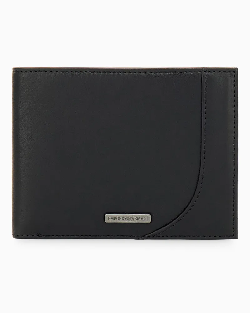 Emporio Armani Portafoglio in pelle con portamonete e slot carte Nero