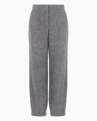 Emporio Armani OFFICIAL STORE Pantaloni In Flanella Misto Lana Melange Con Ricamo Ea Grigio