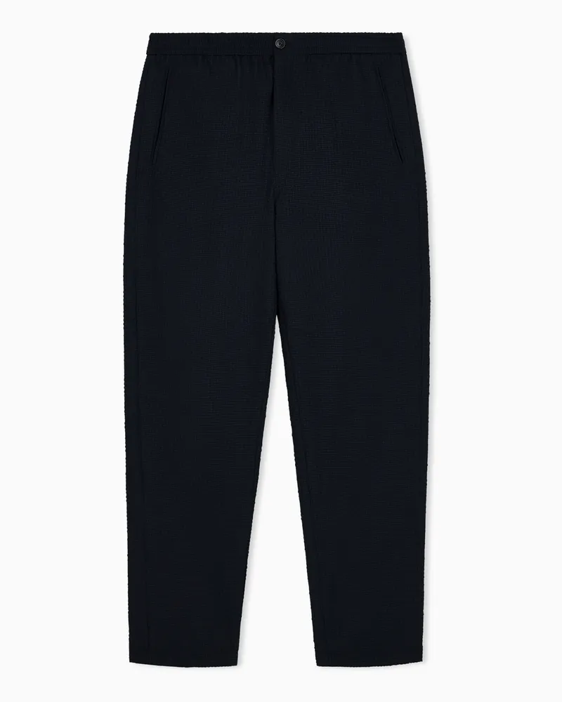 Emporio Armani Pantaloni in seersucker tecnico Icon Blu