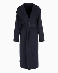 Emporio Armani OFFICIAL STORE Cappotto Vestaglia In Misto Lana Compact Double Blu