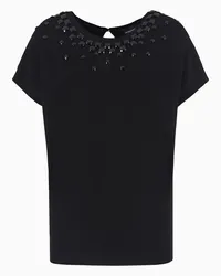 Emporio Armani OFFICIAL STORE Maglia In Tessuto Punto Milano Con Pietre Cabochon Nero