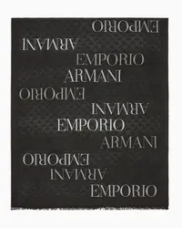 Emporio Armani OFFICIAL STORE Stola Double Face In Viscosa Jacquard Logo All Over Nero