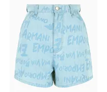 OFFICIAL STORE Shorts In Denim Light Con Stampa Lettering All Over