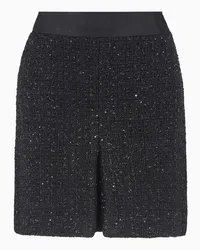 Emporio Armani OFFICIAL STORE Minigonna In Tweed Lurex Con Micro Paillettes Nero