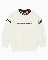 Emporio Armani OFFICIAL STORE Felpa Over Fit In French Terry Con Logo E Dettagli A Contrasto Beige