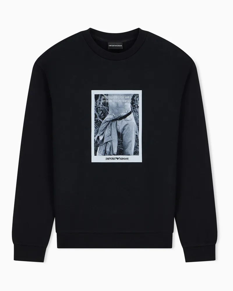 Emporio Armani Felpa in jersey con stampa fotografica Capsule Signature Nero