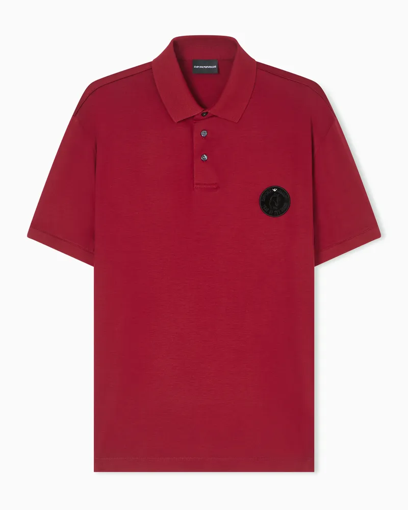 Emporio Armani Polo in jersey misto lyocell con patch Lunar New Year Rosso