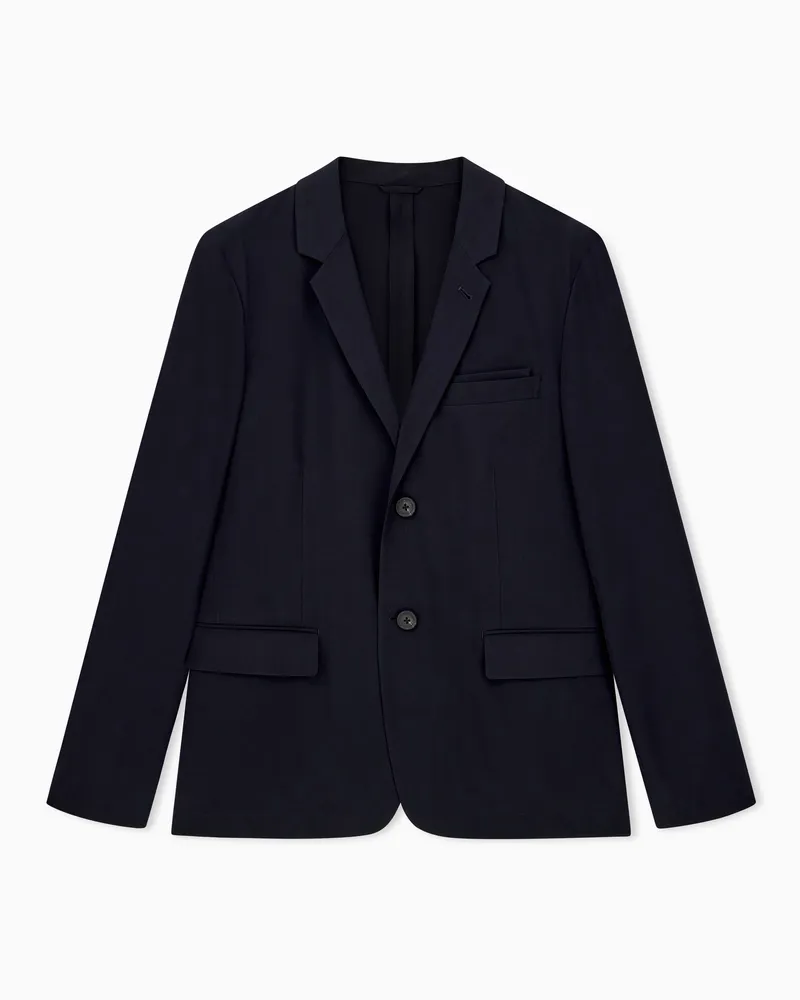 Emporio Armani Blazer monopetto in nylon twill Travel Essential Blu