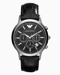 Emporio Armani OFFICIAL STORE Orologio Da Uomo A Due Sfere Con Cinturino In Pelle Nera Nero