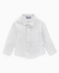 Emporio Armani OFFICIAL STORE Camicia In Lino Con Ricamo Aquila Bianco