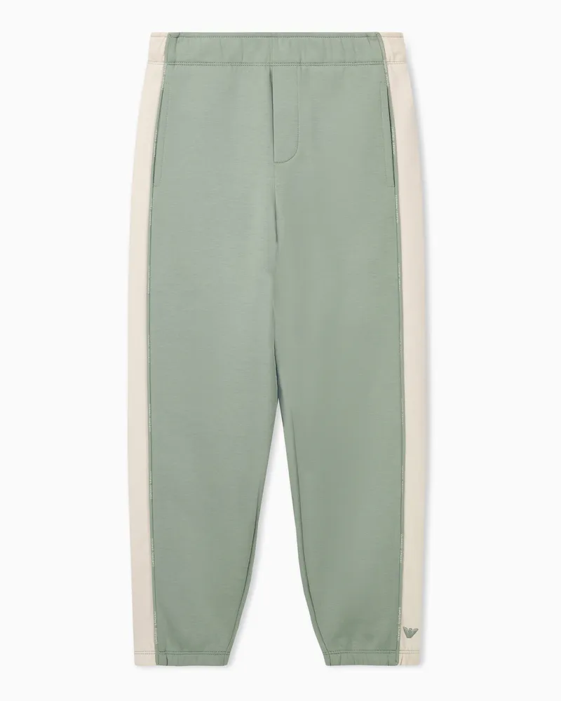 Emporio Armani Pantaloni jogging in jersey doppio con bande a contrasto Verde