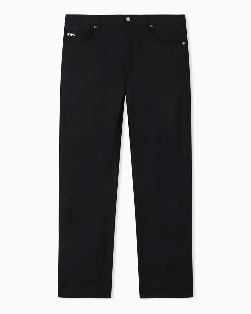 Emporio Armani Pantaloni cinque tasche J76 straight fit in cotone tecnico Nero