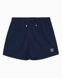 Emporio Armani OFFICIAL STORE Costume Shorts In Nylon Seersucker Black Label Blu