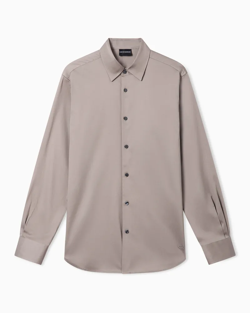 Emporio Armani Camicia in cotone Pima stretch Grigio