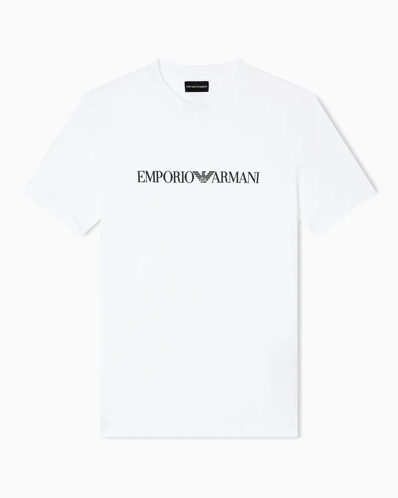 Emporio Armani T-shirt in jersey Pima con stampa logo Bianco