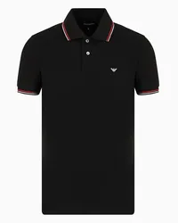 Emporio Armani OFFICIAL STORE Polo Slim Fit In Piquet Stretch Con Micro Eagle Nero