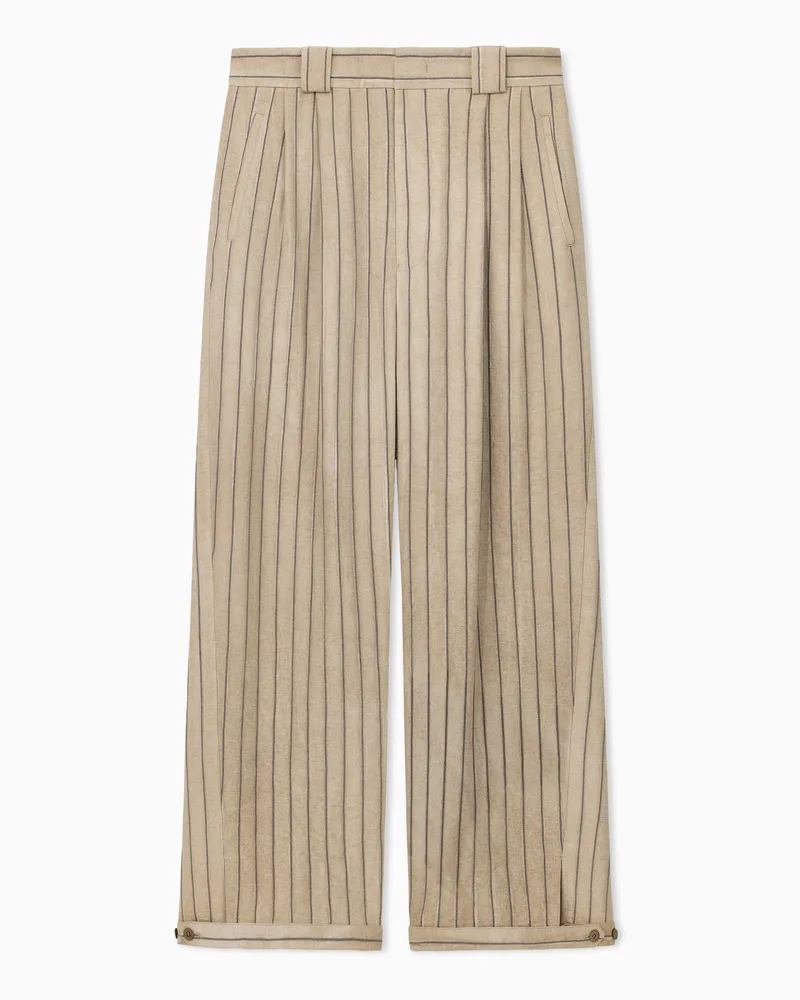 Emporio Armani Pantaloni in tessuto canneté tinto a freddo Beige