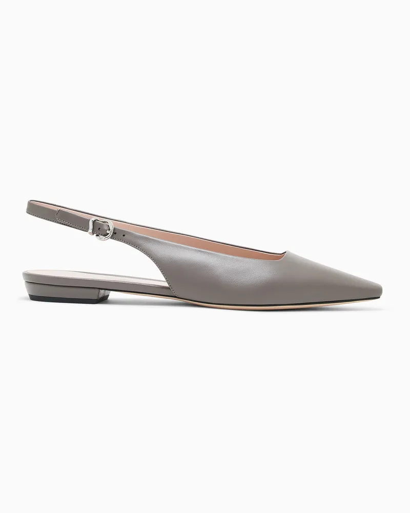 Emporio Armani Ballerine in nappa con suola in cuoio e gomma Marrone