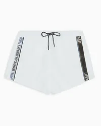 Emporio Armani OFFICIAL STORE Costume Shorts In Tessuto Riciclato Con Banda Logotape Asv Bianco