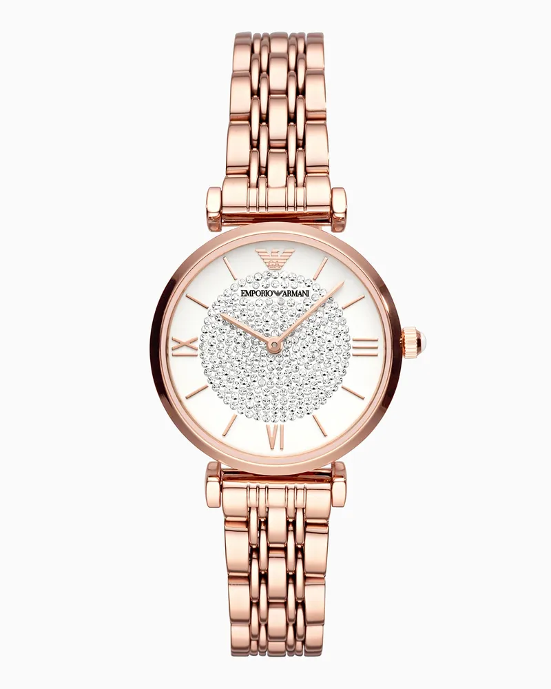 Emporio Armani Orologio da donna a due lancette in acciaio inossidabile color oro rosa Multicolore
