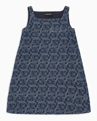 Emporio Armani OFFICIAL STORE Abito Smanicato In Denim Jacquard Lettering All Over Blu