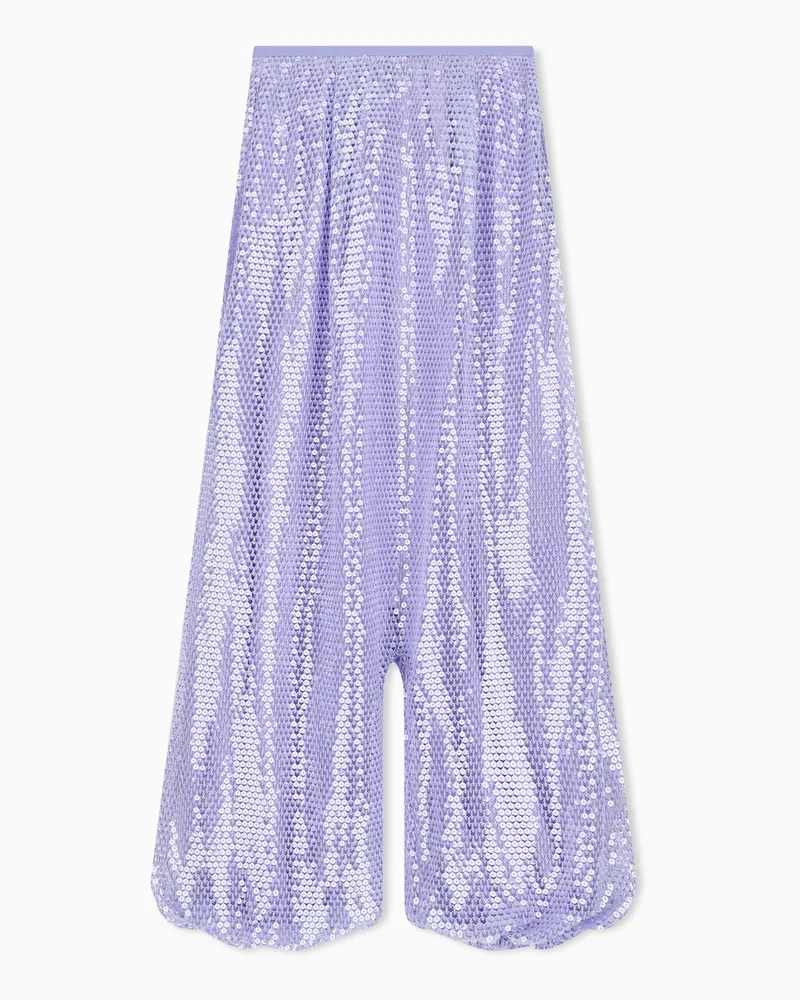 Emporio Armani Pantaloni in crochet a rete con paillettes all over Viola