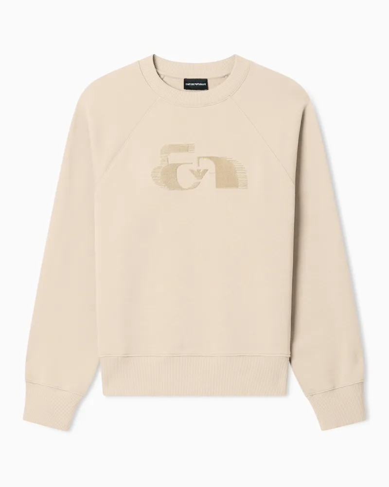 Emporio Armani Felpa in jersey con maxi logo flock Beige