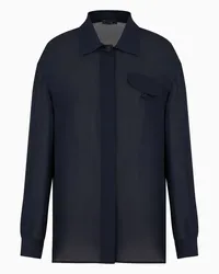 Emporio Armani OFFICIAL STORE Camicia In Doppia Georgette Di Seta Icon Blu