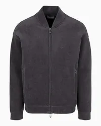 Emporio Armani OFFICIAL STORE Felpa Con Zip In Velour A Coste Marrone